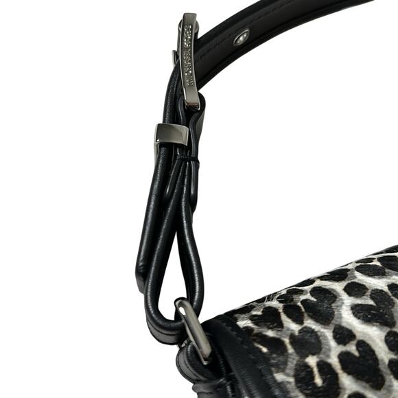 Michael Kors Colby Medium Leather & Calf Hair Leopard Print MK Shoulder Bag NEW - Picture 10 of 13